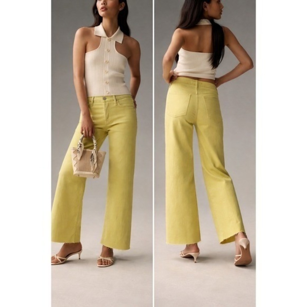 Anthropologie Hudson Limelight Rosie High Rise Wide Leg Ankle Jeans Womens SZ 32